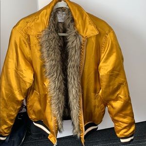 Gold/mustard Bomber Jacket w/ Fur